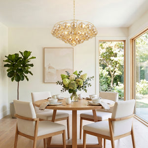 Mirox 31" Nine Lights Chandelier, Aged Brass / Plated Champagne Glass