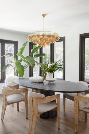Mirox 31" Nine Lights Chandelier, Aged Brass / Plated Champagne Glass