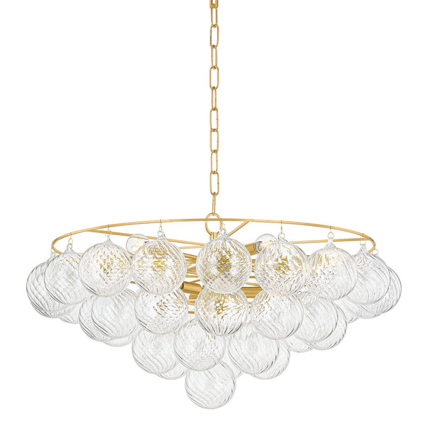 Thalaine 31" Nine Lights Chandelier, Aged Brass
