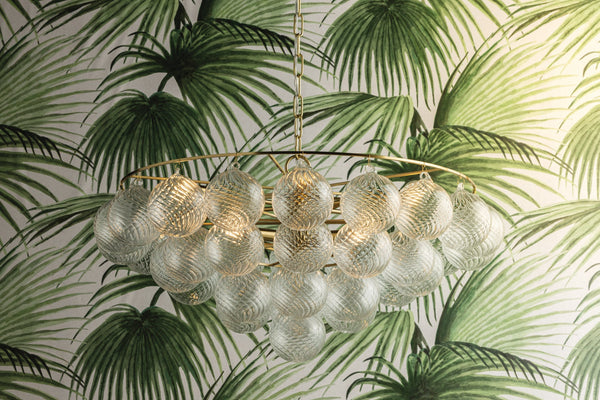 Thalaine 31" Nine Lights Chandelier, Aged Brass