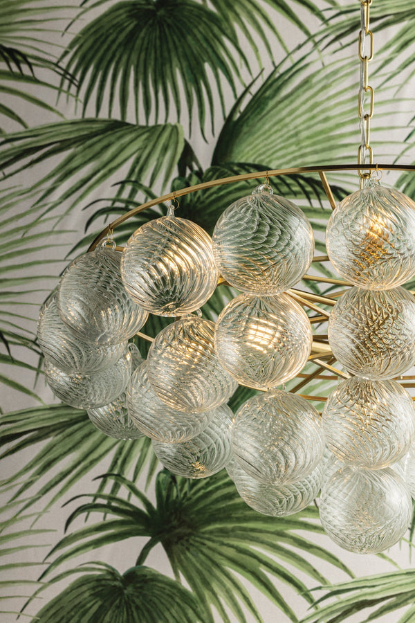 Thalaine 31" Nine Lights Chandelier, Aged Brass