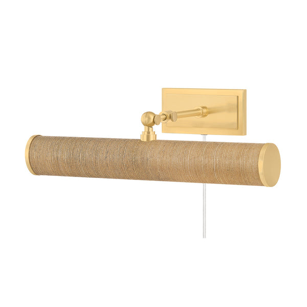 Thalan 16" Two Lights Picture Light, Aged Brass / Grasscloth