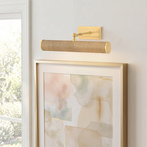 Thalan 16" Two Lights Picture Light, Aged Brass / Grasscloth