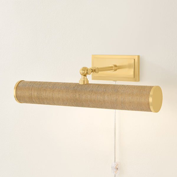 Thalan 16" Two Lights Picture Light, Aged Brass / Grasscloth
