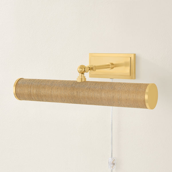 Thalan 16" Two Lights Picture Light, Aged Brass / Grasscloth