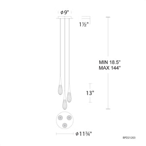 Hibiscus 12'' LED Pendant, Black