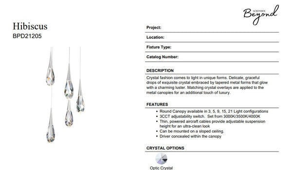 Hibiscus 17'' LED Pendant, Polished Nickel