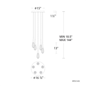 Hibiscus 17'' LED Pendant, Black