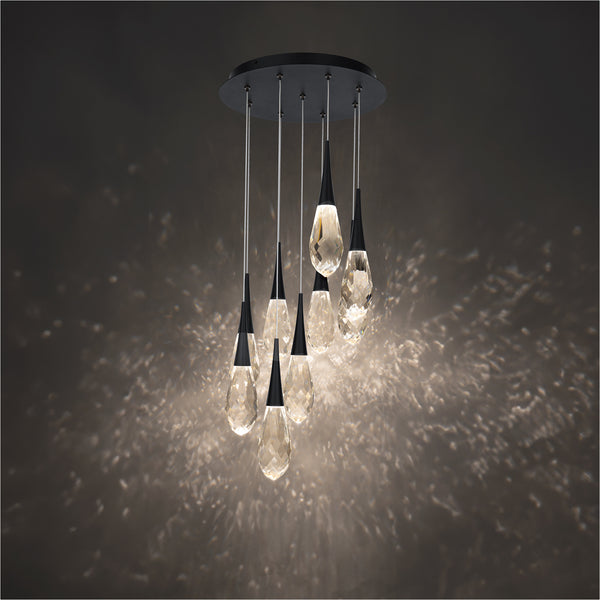 Hibiscus 17'' LED Pendant, Black