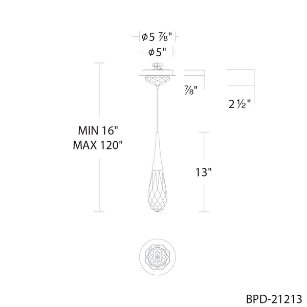Hibiscus 3'' LED Mini Pendant, Polished Nickel