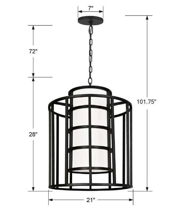 Hulcroft 21'' Six Light Chandelier, Matte Black