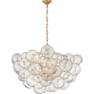Talia 33" Eight Lights Large Chandelier, Gild / Clear Swirled Glass