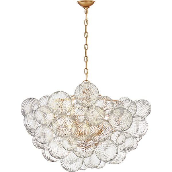 Talia 33" Eight Lights Large Chandelier, Gild / Clear Swirled Glass