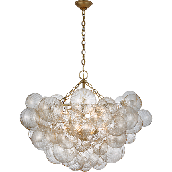 Talia 33" Eight Lights Large Chandelier, Gild and Gold Fleck Glass