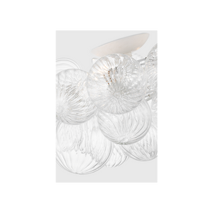 Talia 25" Four Light Flush Mount, Plaster White / Clear Swirled Glass