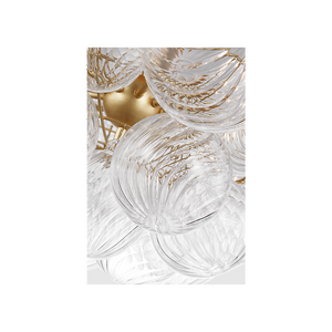 Talia 38" Nine Light Flush Mount, Gild / Clear Swirled Glass