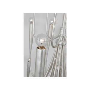 Acadia 52" Thirty Light Grande Chandelier, Burnished Silver Leaf