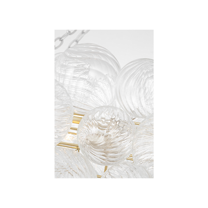 Talia 54" Twelve Light Ring Chandelier, Burnished Silver Leaf / Clear Swirled Glass