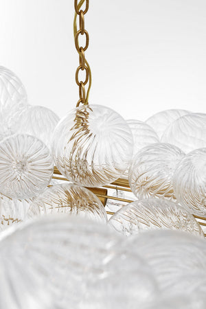 Talia 54" Twelve Light Ring Chandelier, Gild / Clear Swirled Glass
