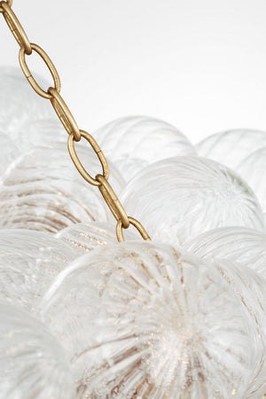Talia 54" Twelve Light Ring Chandelier, Gild / Clear Swirled Glass