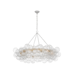 Talia 54" Twelve Light Ring Chandelier, Plaster White / Clear Swirled Glass