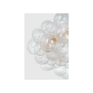 Talia 63" Sixteen Light Ring Chandelier, Gild / Clear Swirled Glass