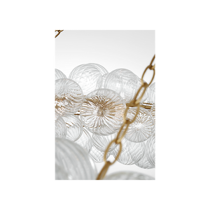 Talia 63" Sixteen Light Ring Chandelier, Gild / Clear Swirled Glass