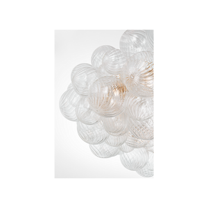 Talia 63" Sixteen Light Ring Chandelier, Gild / Clear Swirled Glass