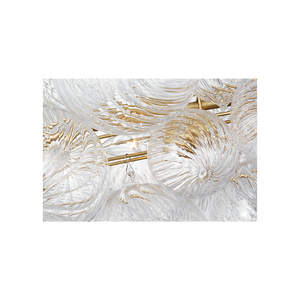 Talia 63" Sixteen Light Ring Chandelier, Gild / Clear Swirled Glass