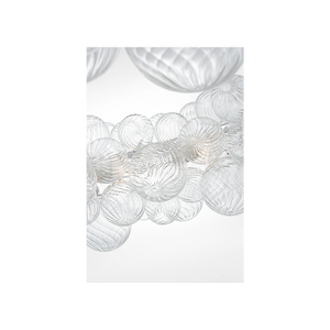 Talia 63" Sixteen Light Ring Chandelier, Plaster White / Clear Swirled Glass