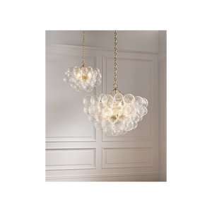 Talia 24" Three Light Small Chandelier, Burnished Silver Leaf / Clear Swirled Glass