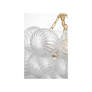 Talia 24" Three Light Small Chandelier, Gild / Clear Swirled Glass