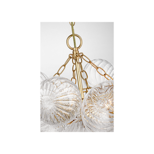 Talia 24" Three Light Small Chandelier, Gild / Clear Swirled Glass