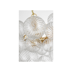 Talia 24" Three Light Small Chandelier, Gild / Clear Swirled Glass