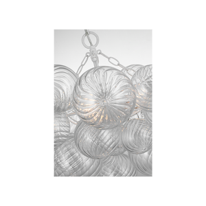 Talia 24" Three Light Small Chandelier, Plaster White / Clear Swirled Glass