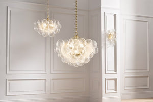 Talia 33" Eight Lights Large Chandelier, Burnished Silver Leaf / Clear Swirled Glass