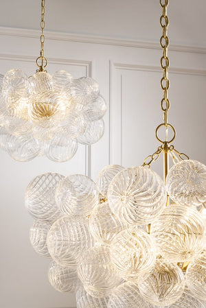 Talia 33" Eight Lights Large Chandelier, Burnished Silver Leaf / Clear Swirled Glass