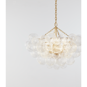 Talia 33" Eight Lights Large Chandelier, Gild / Clear Swirled Glass