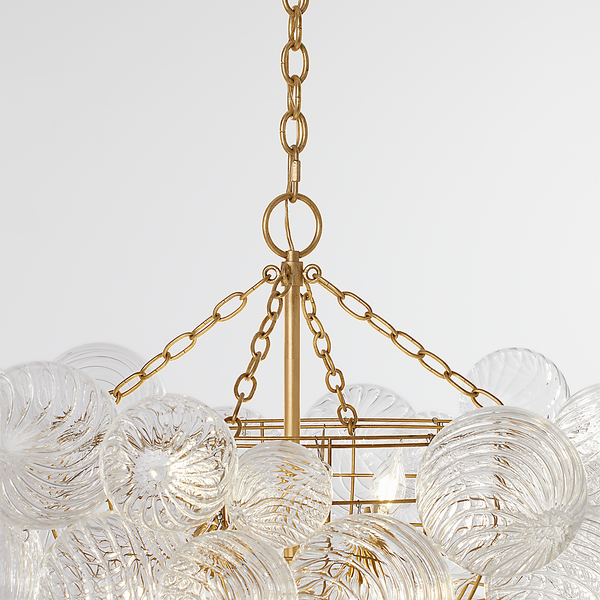 Talia 33" Eight Lights Large Chandelier, Gild / Clear Swirled Glass