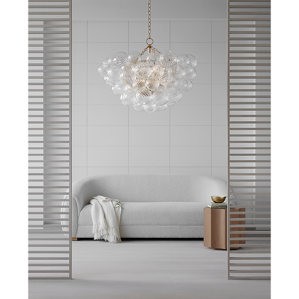 Talia 33" Eight Lights Large Chandelier, Gild / Clear Swirled Glass