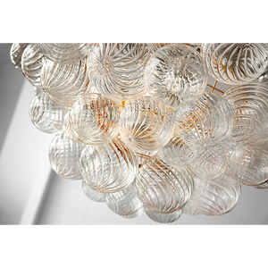 Talia 33" Eight Lights Large Chandelier, Gild / Clear Swirled Glass