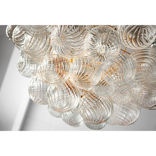 Talia 33" Eight Lights Large Chandelier, Gild / Clear Swirled Glass