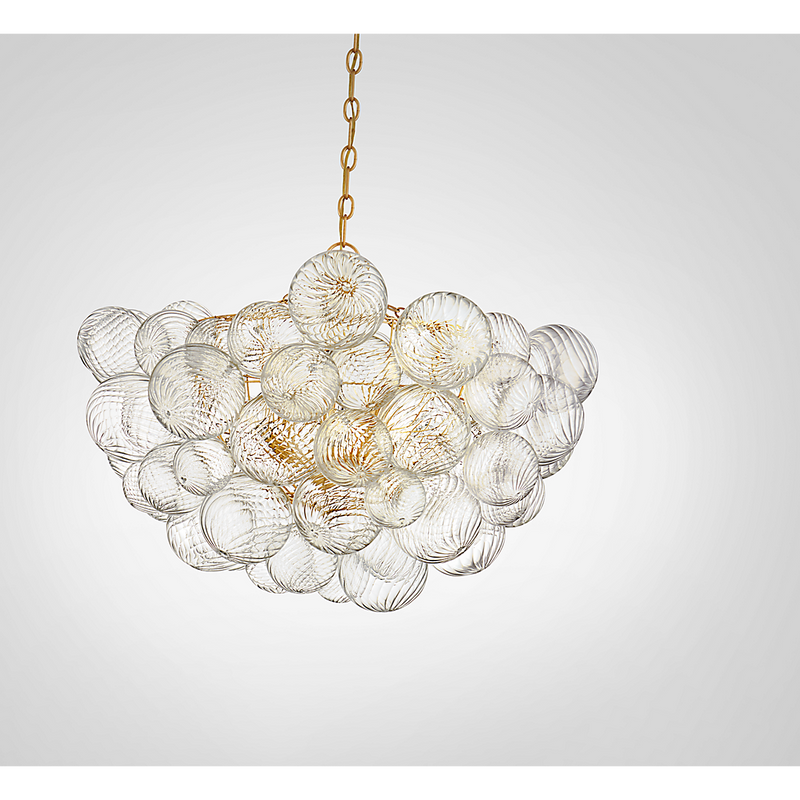 Talia 33" Eight Lights Large Chandelier, Gild / Clear Swirled Glass