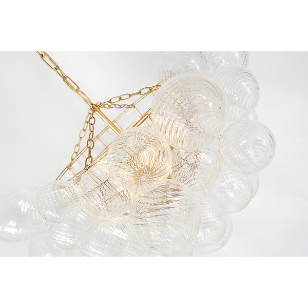 Talia 33" Eight Lights Large Chandelier, Gild / Clear Swirled Glass