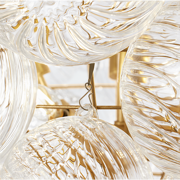 Talia 33" Eight Lights Large Chandelier, Gild / Clear Swirled Glass