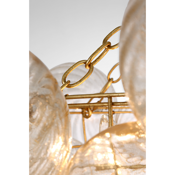 Talia 33" Eight Lights Large Chandelier, Gild and Gold Fleck Glass
