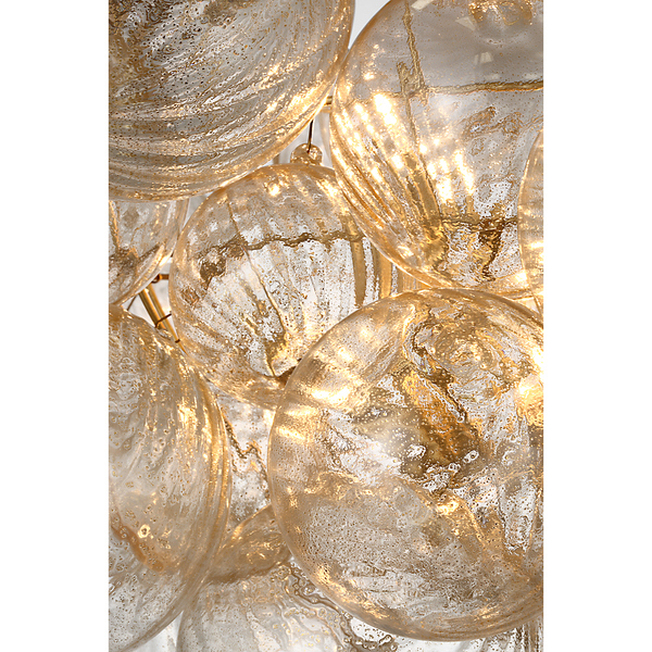 Talia 33" Eight Lights Large Chandelier, Gild and Gold Fleck Glass