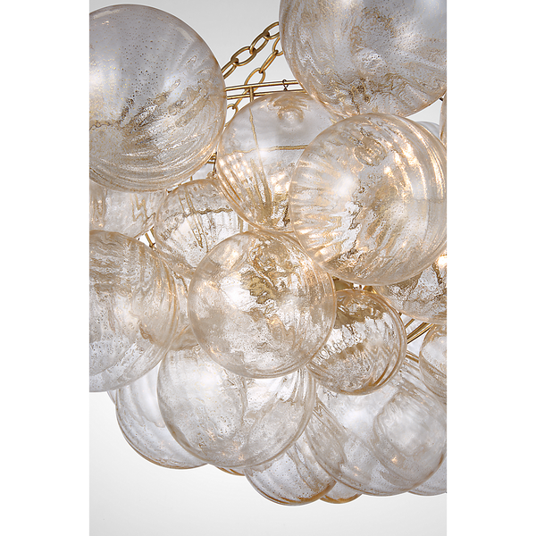 Talia 33" Eight Lights Large Chandelier, Gild and Gold Fleck Glass