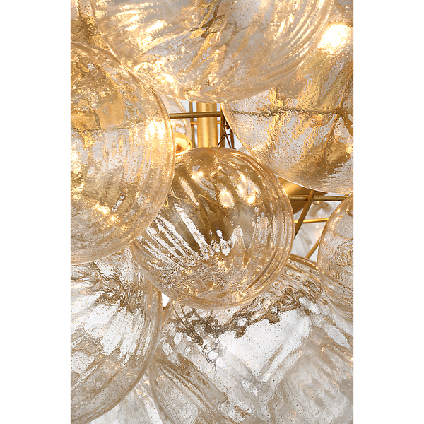 Talia 33" Eight Lights Large Chandelier, Gild and Gold Fleck Glass