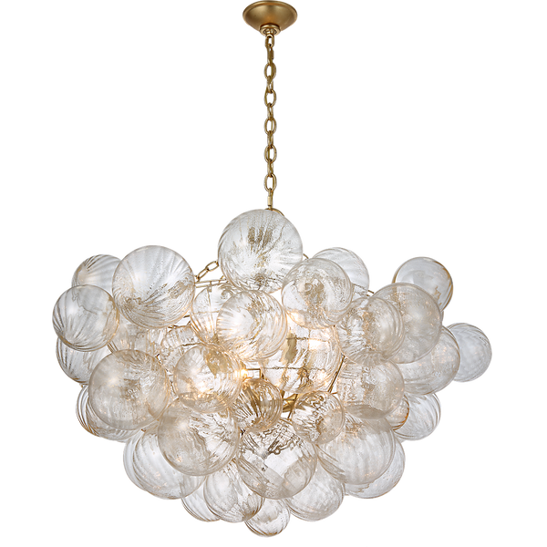 Talia 33" Eight Lights Large Chandelier, Gild and Gold Fleck Glass